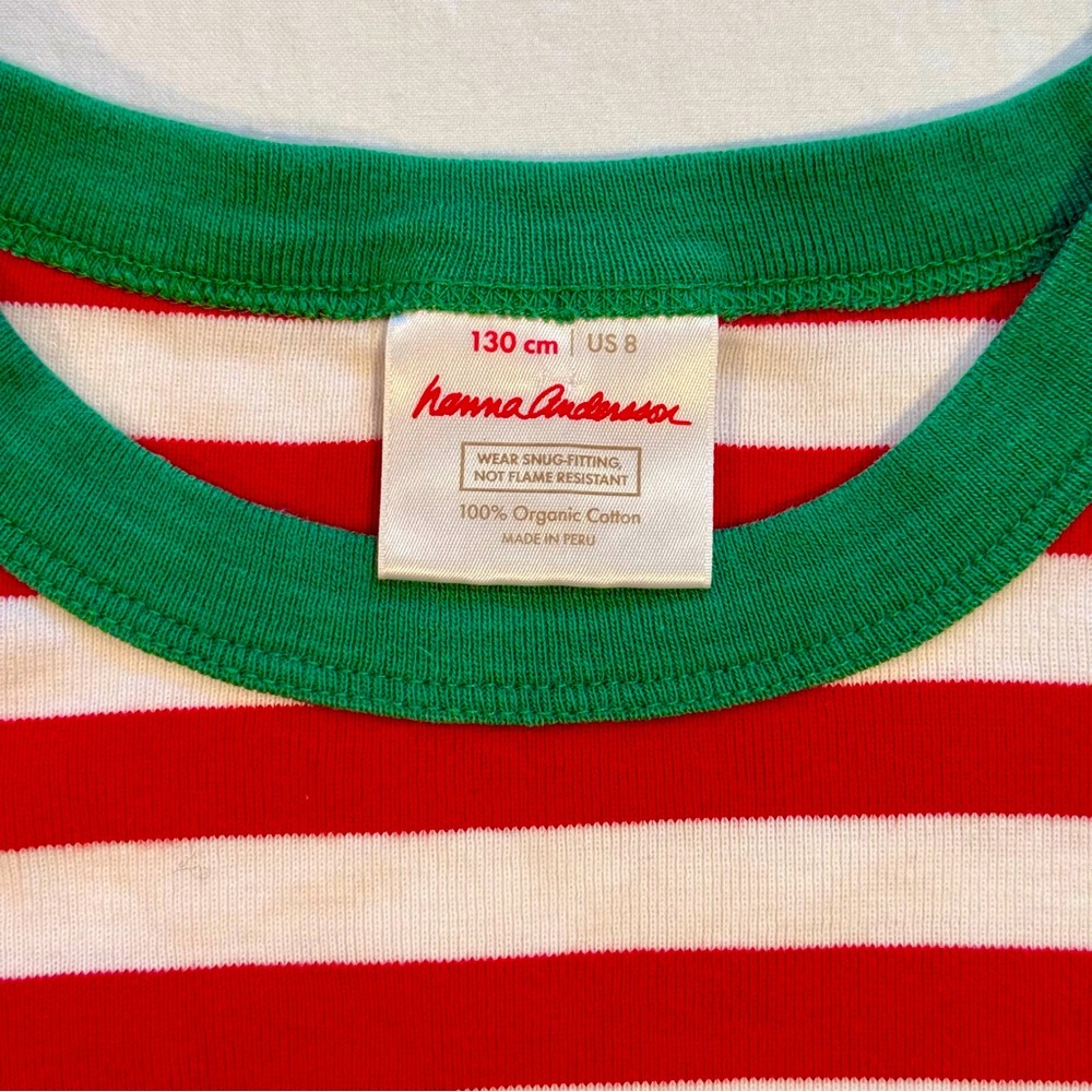 Hanna Andersson Pajamas Boys 8 130 cm Girls Christmas Stripes Long Johns Organic - Picture 2 of 4